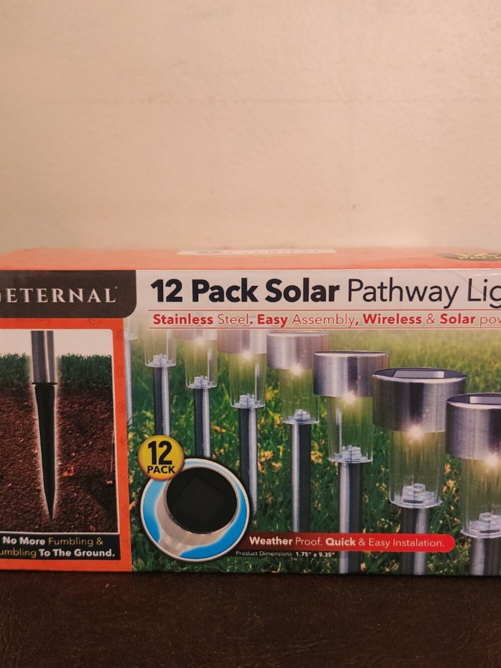 Set of 12 solar LED pathway lights made of stainless steel NEW